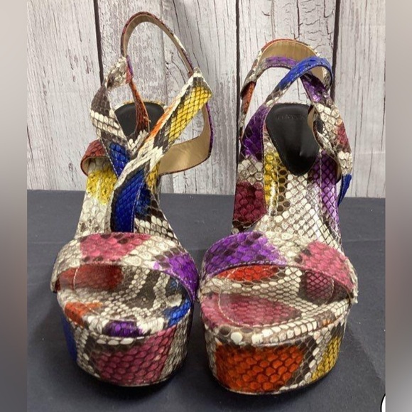Alexandre Birman, 39.5 EU / 9 US, Snakeskin, Strappy Wedge Platform Shoes, EUC - Picture 3 of 13